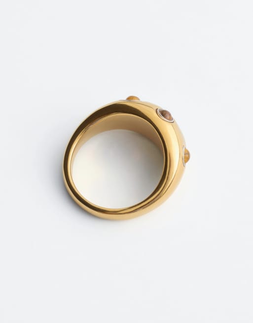 & Other Stories klobiger Ring mit Tigerauge-Punkten in Gold, 3 von 3