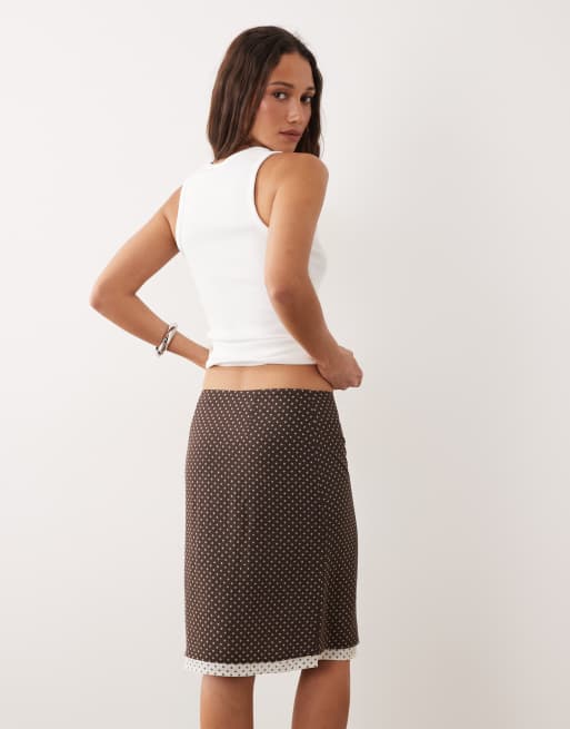 & Other Stories knee length polka dot skirt in brown , 3 of 5