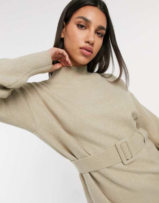 & Other Stories knit belted mini dress in beige | ASOS