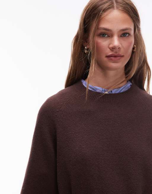 & Other Stories knit belted mini dress with wide sleeves in brown