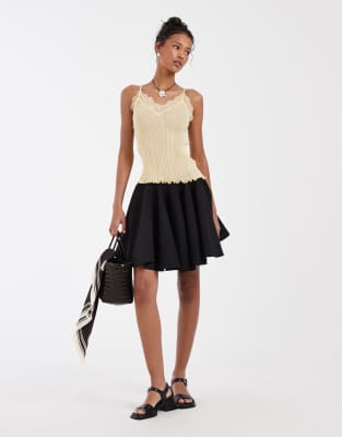& Other Stories Knit Cami With Lace Neckline Detail In Yellow