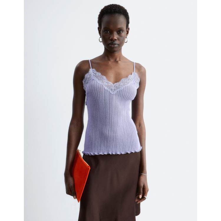 トップス theredthread layered garter cami lace & Other Stories knit cami with lace neckline detail in light