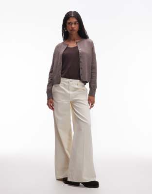 & Other Stories Knit Cardigan With Collar And Button Front In Neutral