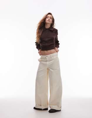 & Other Stories Knit Cardigan With Collar And Button Front In Brown