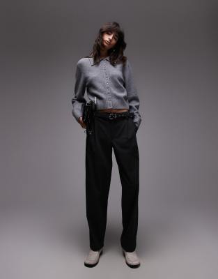 & Other Stories Knit Cardigan With Collar And Button Front In Brown
