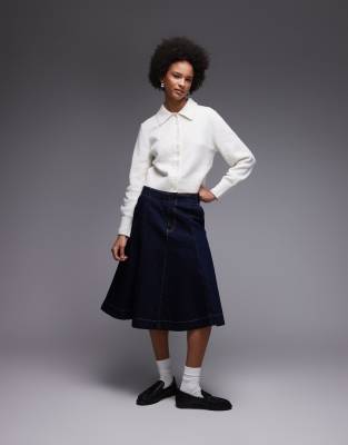 & Other Stories Knit Cardigan With Collar And Button Front In White