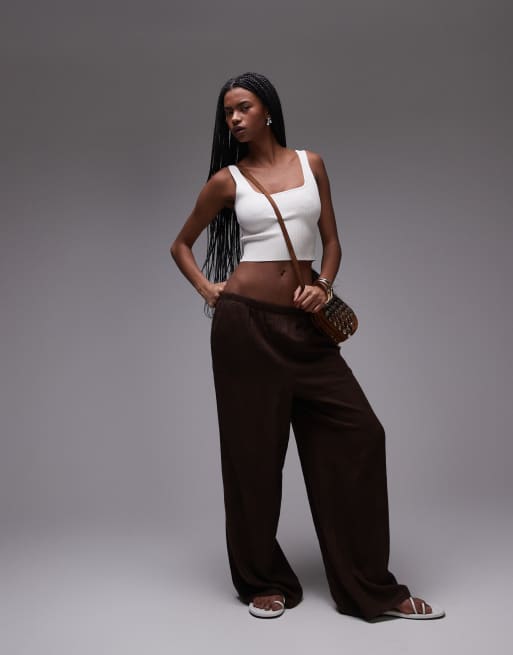 & Other Stories knit cropped tank top with square neck in off-white
