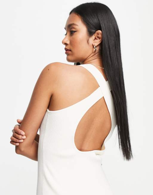 & Other Stories knit cross detail back midi dress in white | ASOS