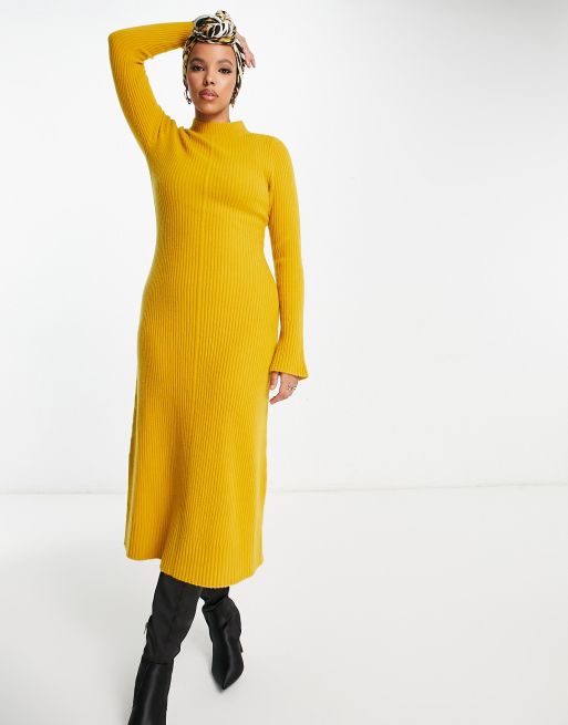 Yellow Knit Long Sleeve Dress  Long sleeve dress, Yellow knit, Long sleeve  knit dress