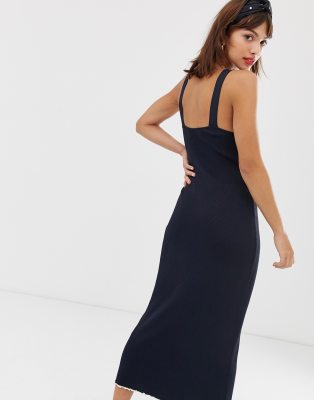 something navy easy knit midi dress