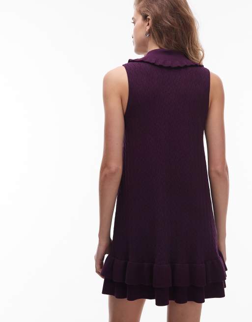& Other Stories knit mini dress with collar in purple