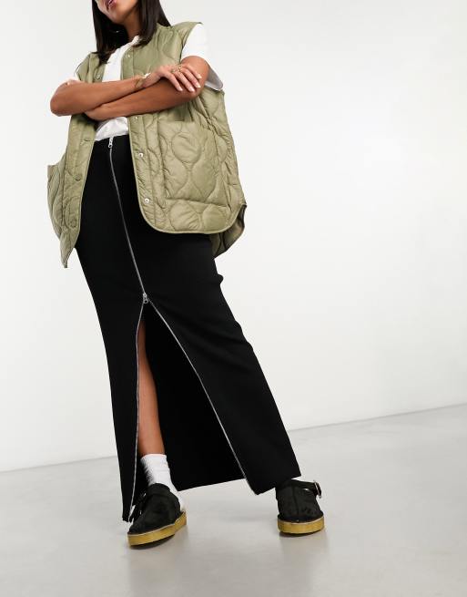 & Other Stories knit minimal midaxi skirt with zip detail in