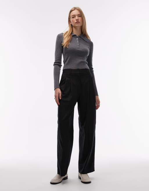 & Other Stories knit polo sweater in dark gray , 3 of 4