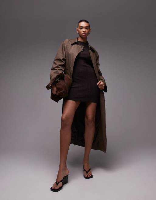 & Other Stories knit rib bandeau mini dress in brown | ASOS