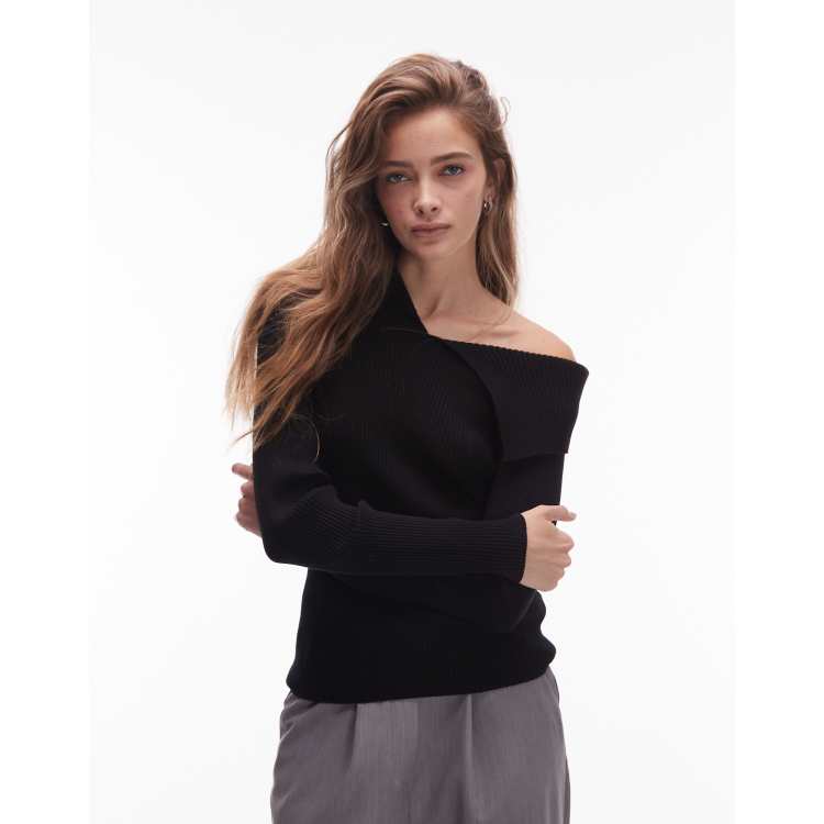 トップス collar design shoulder knit andequal 209043126-1-black?$n_750w$&wid