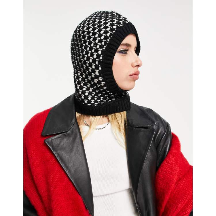 u0026 Other Stories knitted balaclava hood in black and white | ASOS