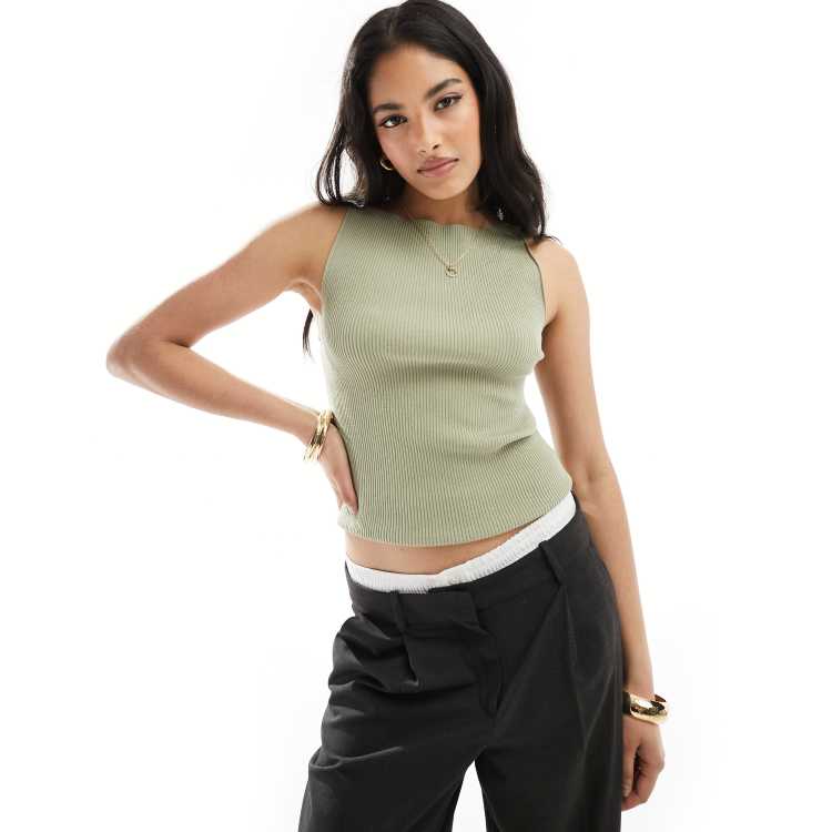 LOLONG Women's Ribbed High Neck Tank Top - Sleeveless Summer Casual Blouse In Apricot, Size Small - View #5