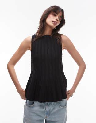 & Other Stories & Other Stories knitted boat neck top with peplum hem in black