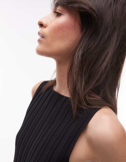 & Other Stories knitted boat neck top with peplum hem in black, 4 of 4