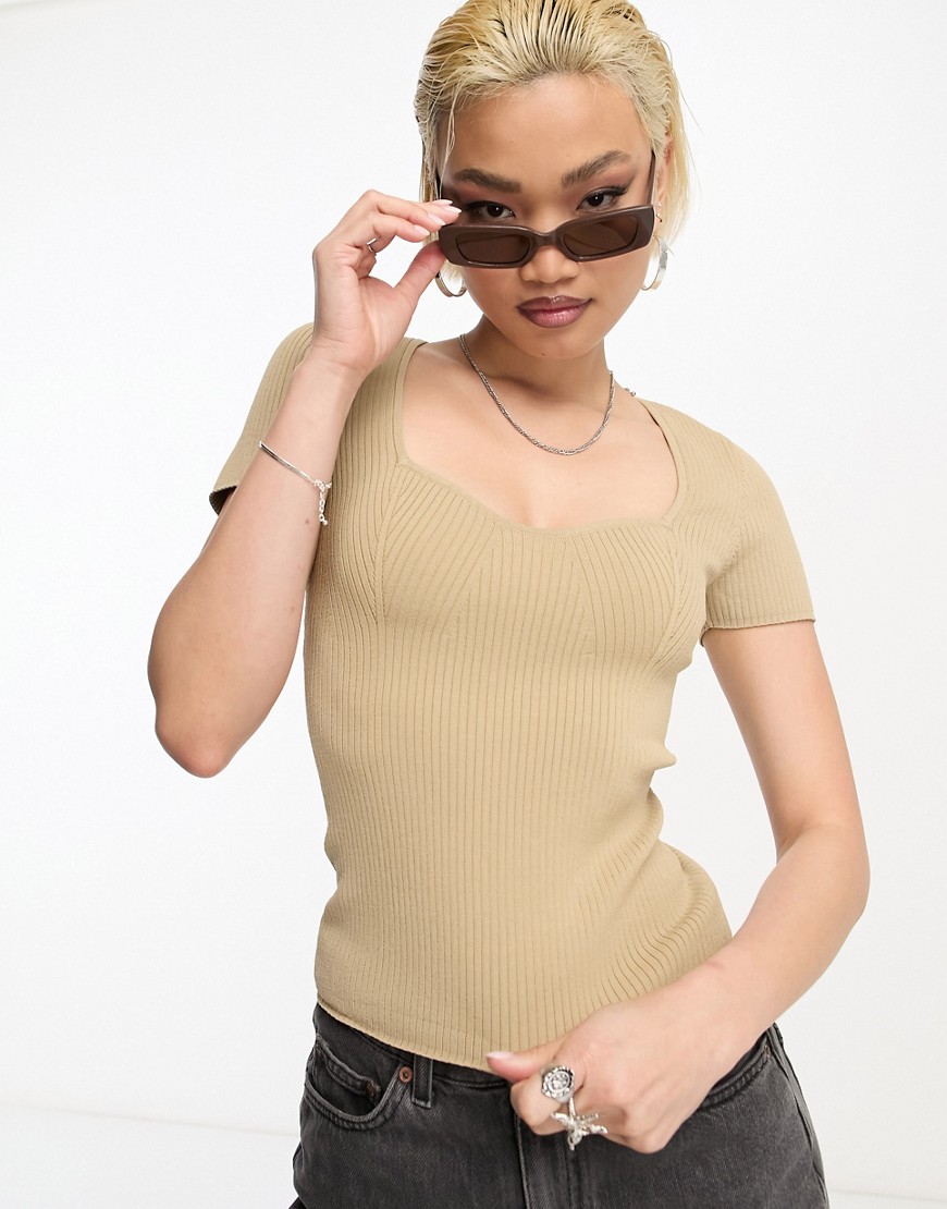 & Other Stories knitted bustier top in beige-Neutral