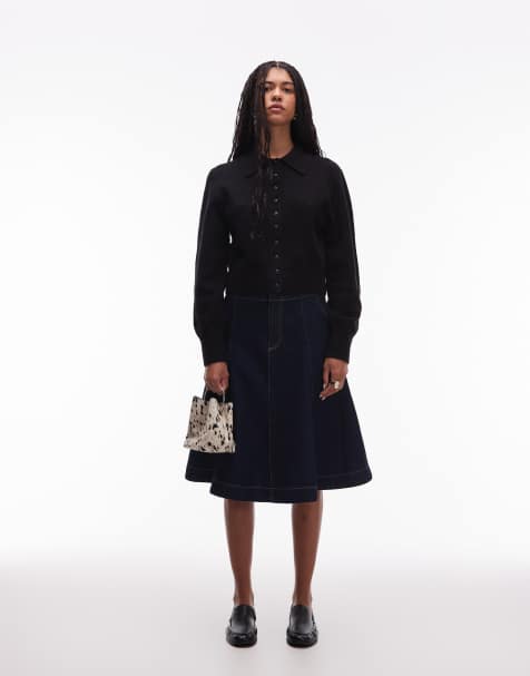 & Other Stories knitted cardigan with collar and button front in black - view 1