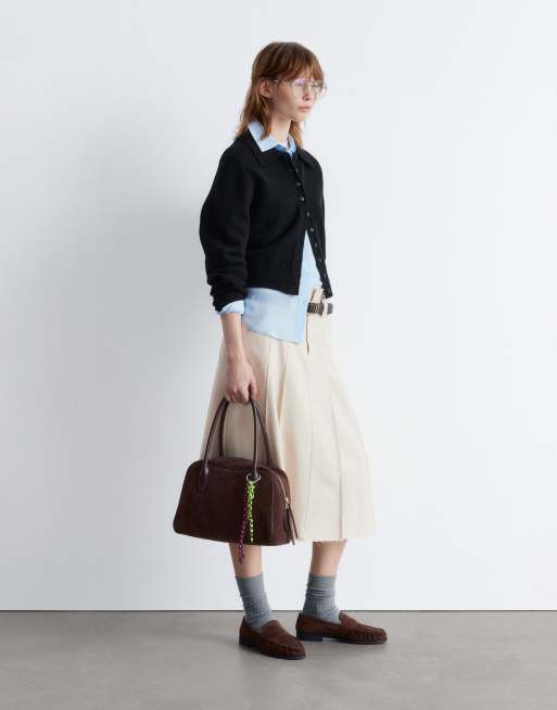 & Other Stories knitted cardigan with collar and button front in black, 3 of 4