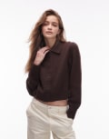 [Other Stories] & Other Stories knitted cardigan with collar and button front in brown S BROWN