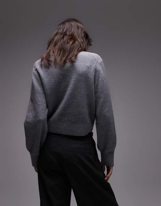 & Other Stories knitted cardigan with collar and button front in grey, 3 of 4