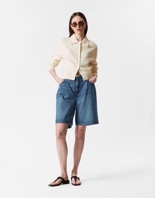& Other Stories knitted cardigan with collar and button front in off-white, 4 of 4