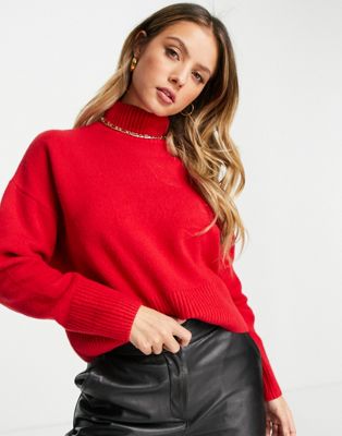 & Other Stories knitted cropped jumper in red