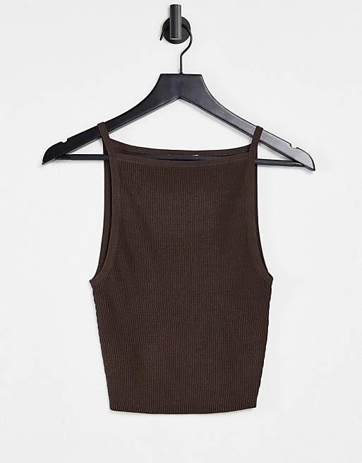 & Other Stories knitted high neck vest top in brown