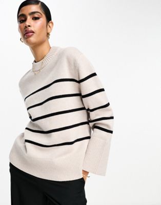 & Other Stories knitted jumper in beige and black stripe