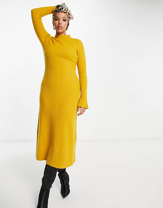 & Other Stories - knitted midi dress in mustard