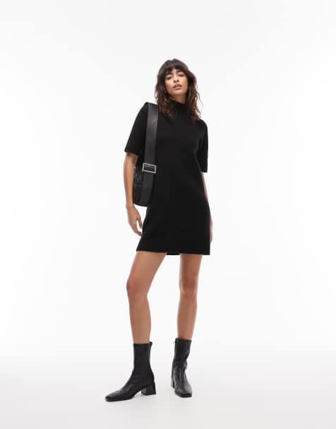 & Other Stories knitted mini dress with low statement belt in black - view 1