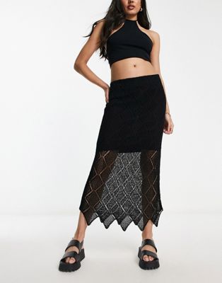& Other Stories knitted open midi skirt in black