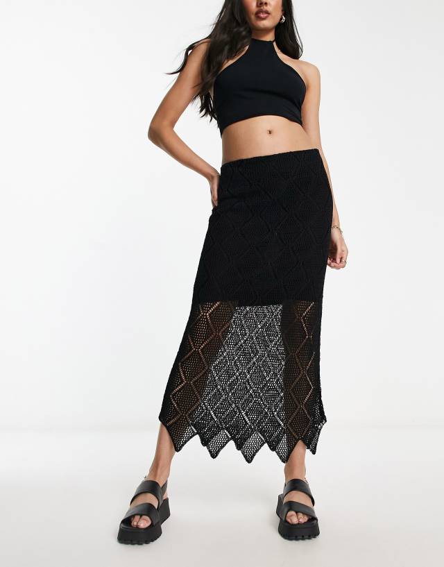 & Other Stories - knitted open midi skirt in black