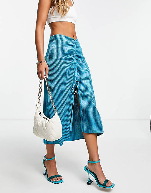 & Other Stories knitted pencil midi skirt in blue (part of a set)