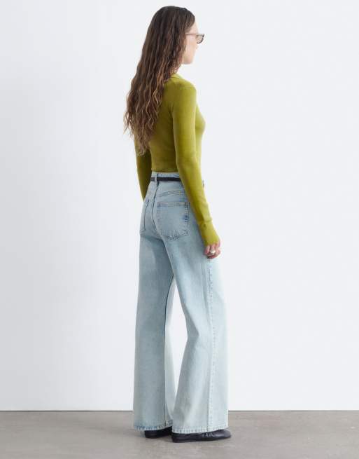 & Other Stories knitted polo jumper in green, 2 of 4