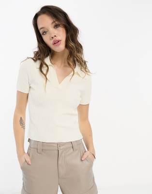 & Other Stories & Other Stories knitted polo top in white