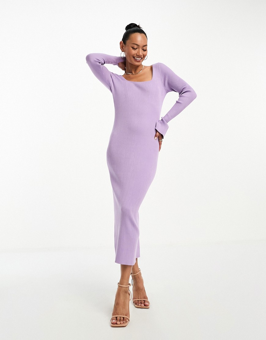 & Other Stories knitted rib midi dress in lilac-Purple