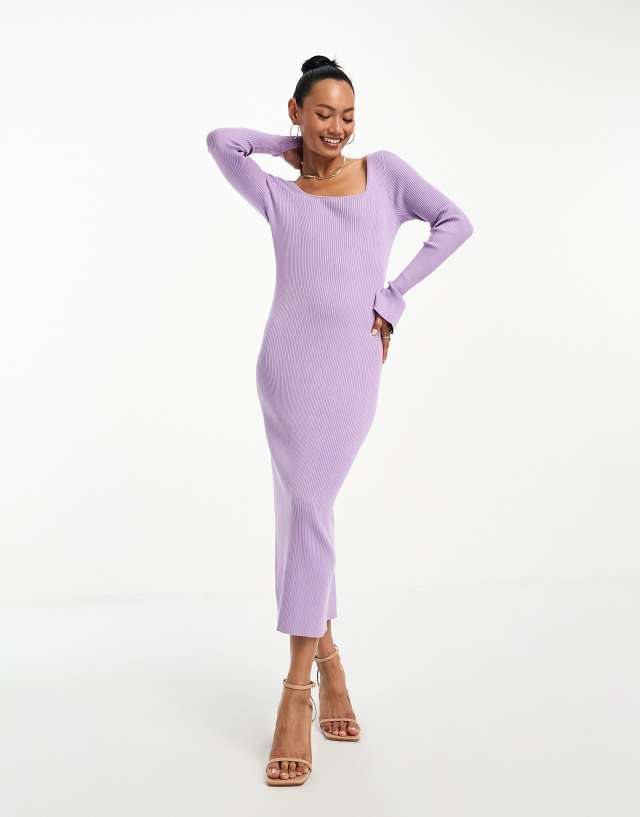 & Other Stories - knitted rib midi dress in lilac