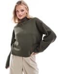 [Other Stories] & Other Stories knitted roll neck sweater in dark khaki-Green S dark khaki green