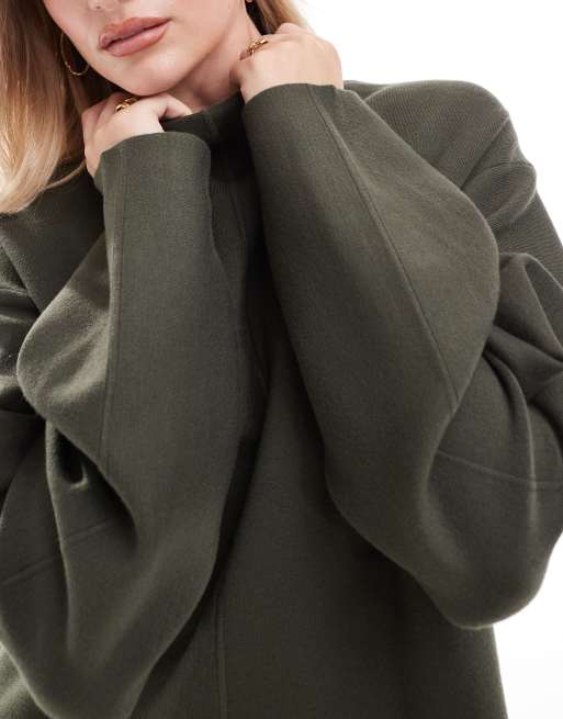 & Other Stories knitted roll neck sweater in dark khaki, 4 of 4