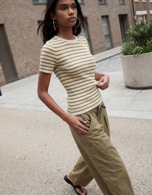 & Other Stories knitted  t-shirt in green stripe, 11 of 11