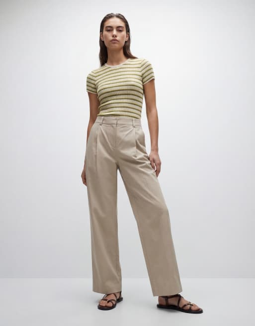 & Other Stories knitted  t-shirt in green stripe, 8 of 11
