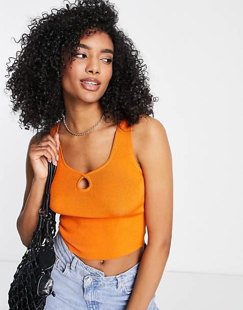 Fluffy knitted cami with halter neck ASOS Damen Kleidung Tops & Shirts Tops Haltertops 