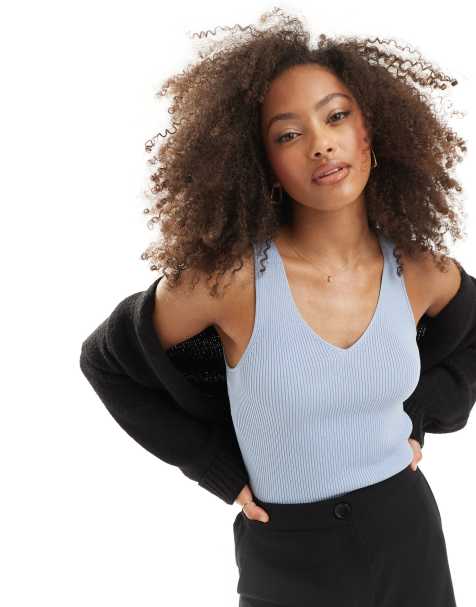& Other Stories knitted top with v-neck  in blue - view 1