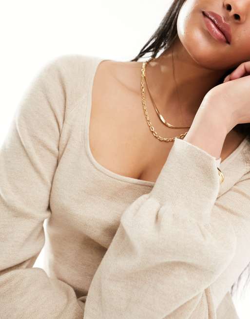 Beige knitted top clearance