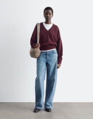 & Other Stories Knitted V Neck Sweater In Purple