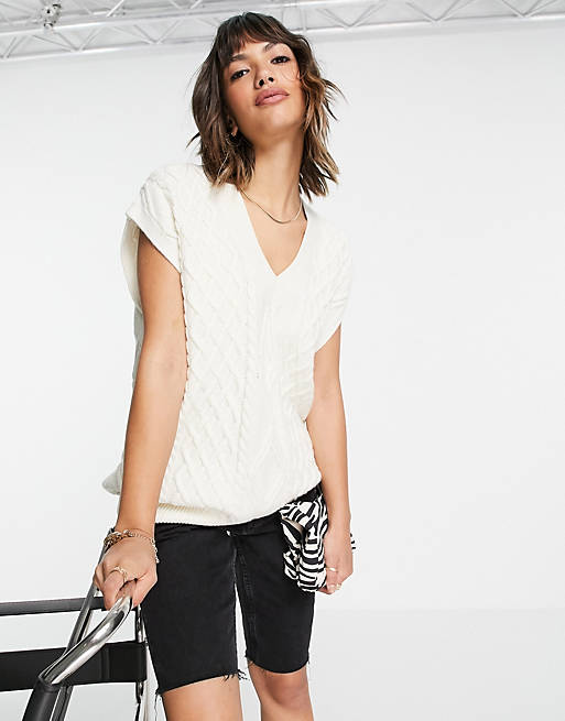 & Other Stories knitted vest in off white